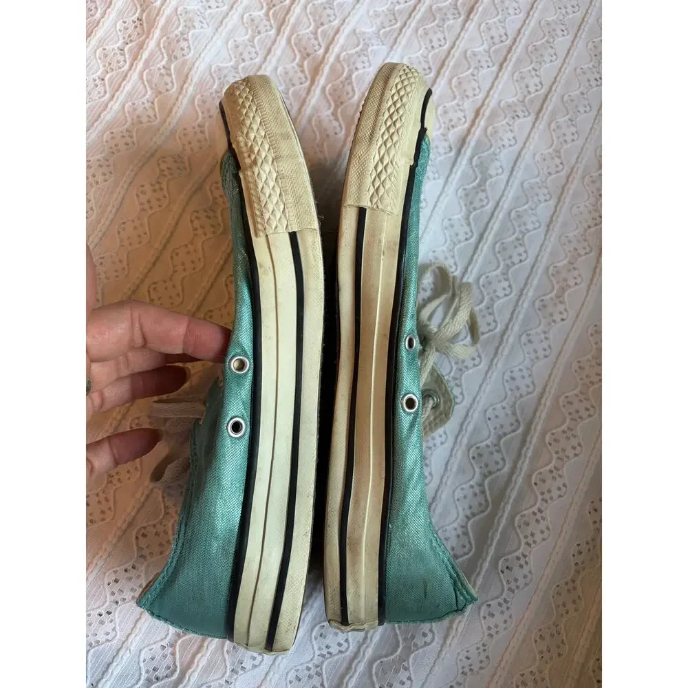 Converse Chuck Taylor All Star Low Top Aqua Blue Shimmer Sneakers Women's 9 - Picture 6 of 8
